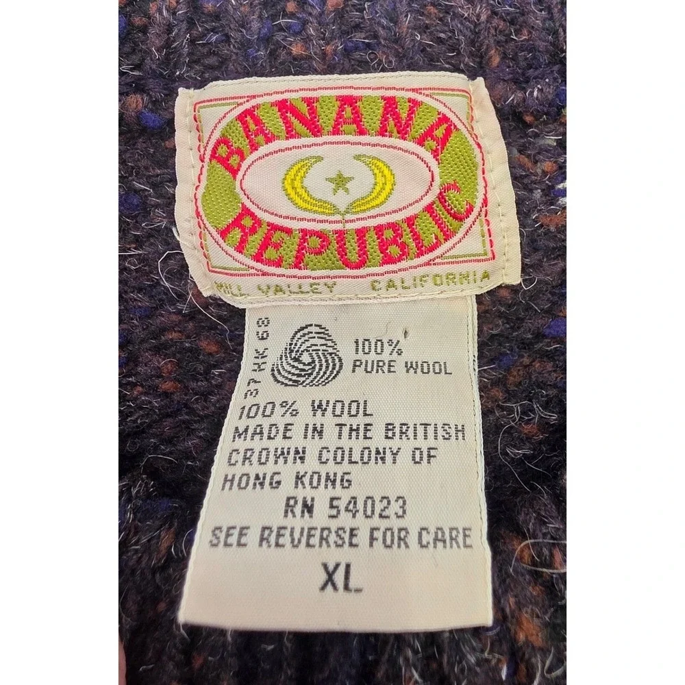 VINTAGE 80S BANANA REPUBLIC THRASHED WOOL SWEATER SIZE XL BLUE MILL VALLEY HOLES
